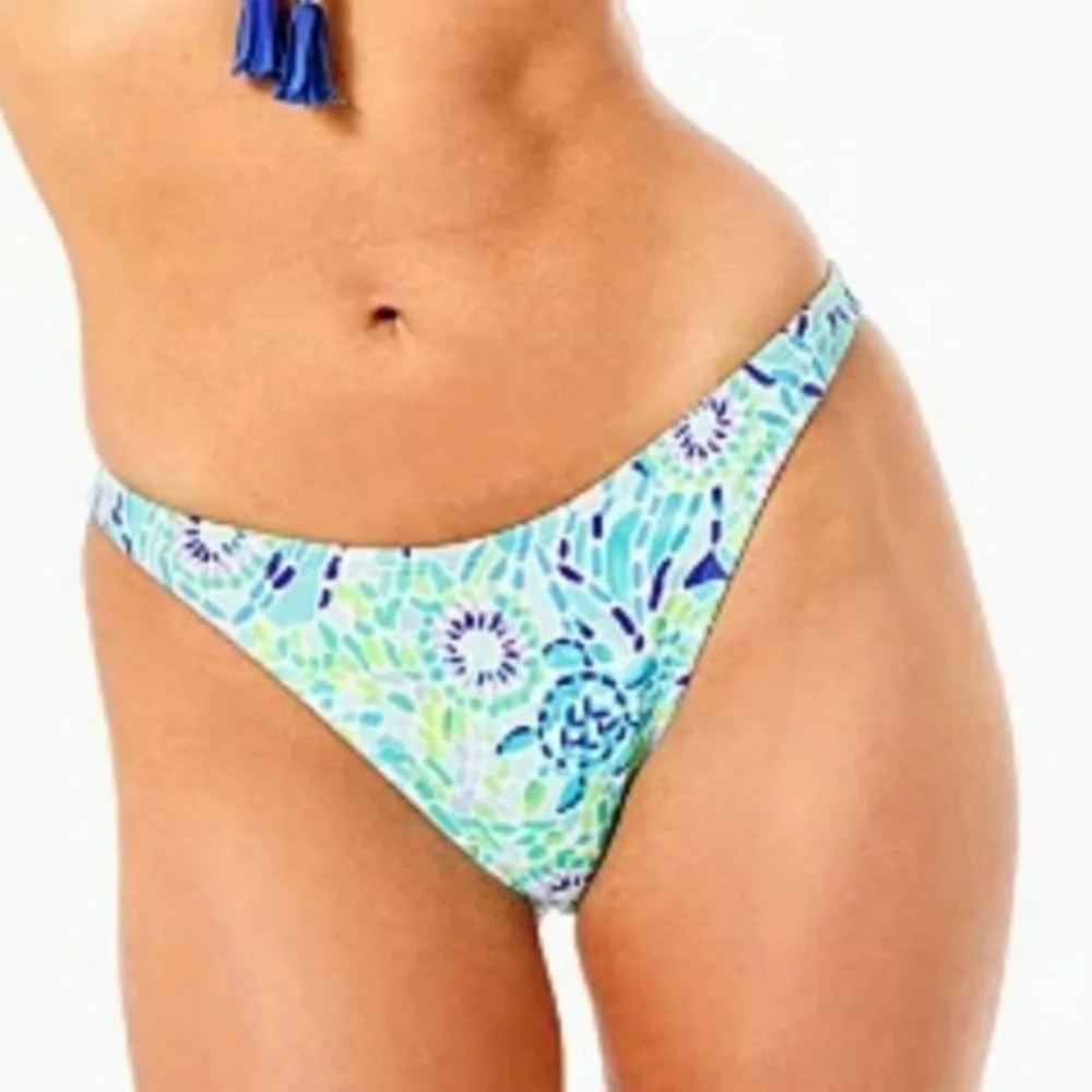 Lilly Pulitzer Pico High Cut Bottoms blue Ibiza open water new with tag size 14